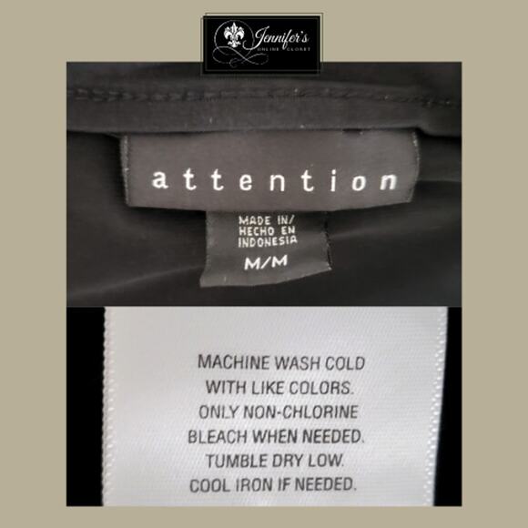 attention Black Deep V-Neck Pleated Waist Short Sleeve Dress Size M - Picture 11 of 13